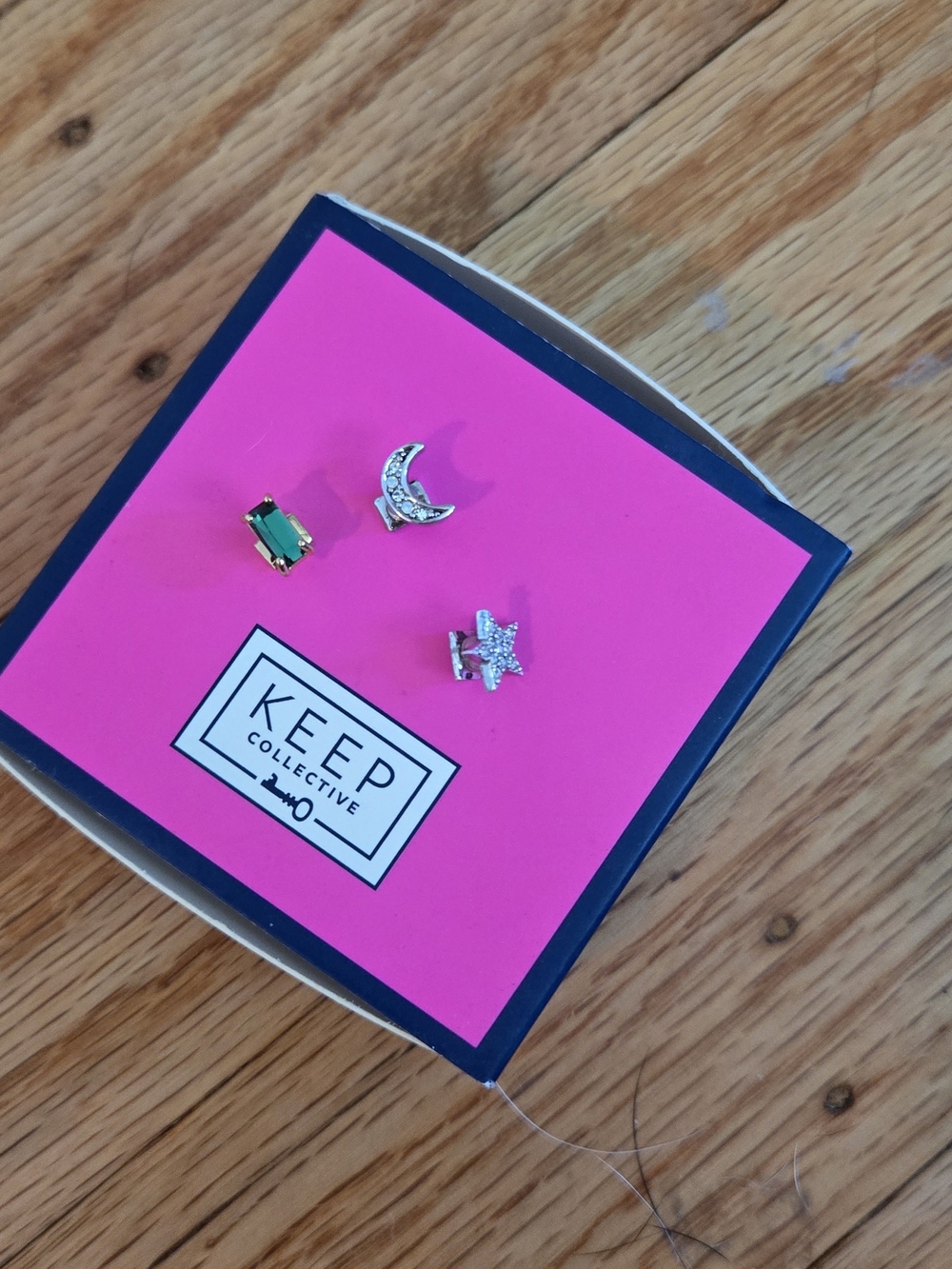 KEEP Collective Green Gem and Silver Crescent & Star Set